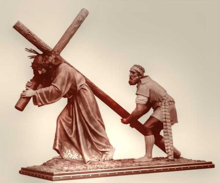 Jesus with Simon of Cyrene Statue