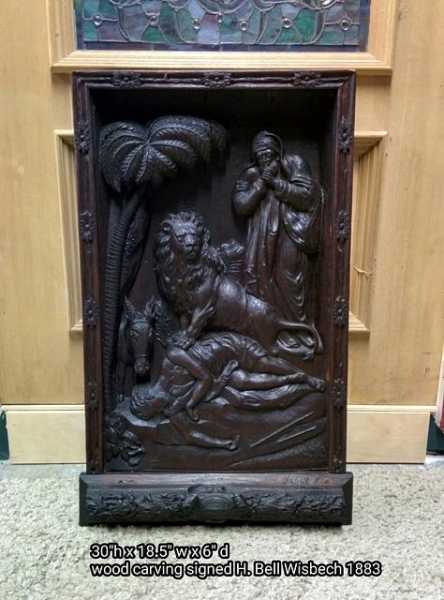 Carved-wood-H-Bell-Wisbech-signed-1883